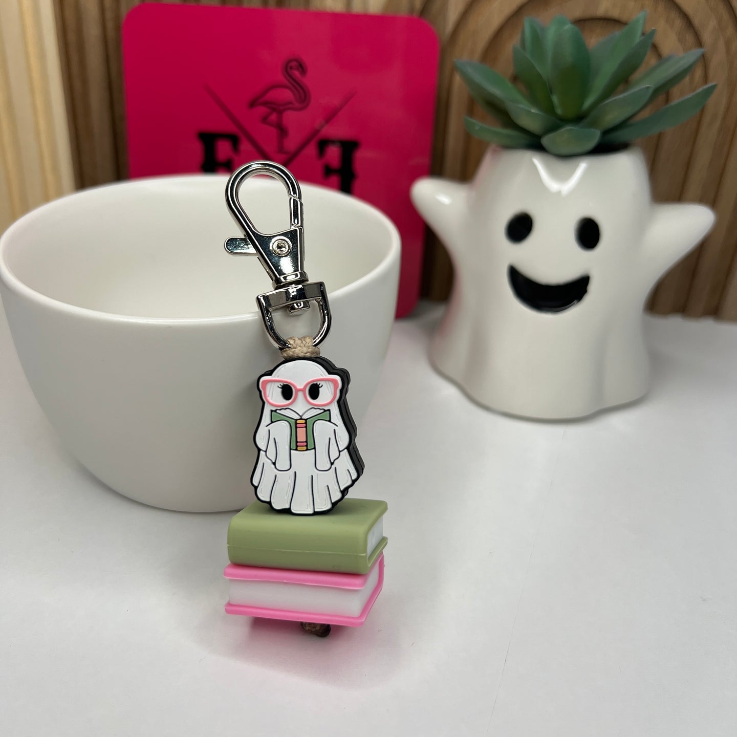 Reading Ghost Book Keychain